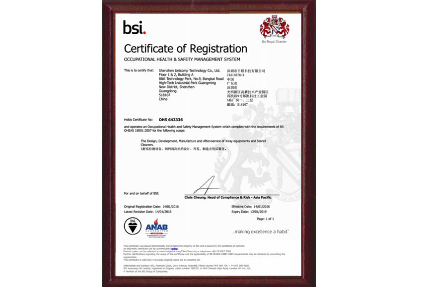 Shenzhen OHSAS18001 Certificate